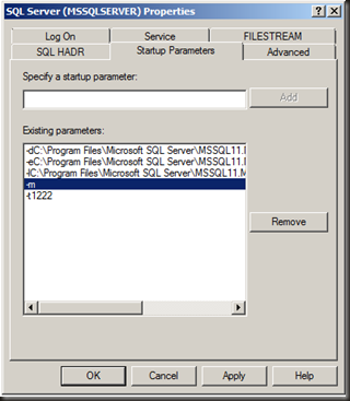 Startup parameters